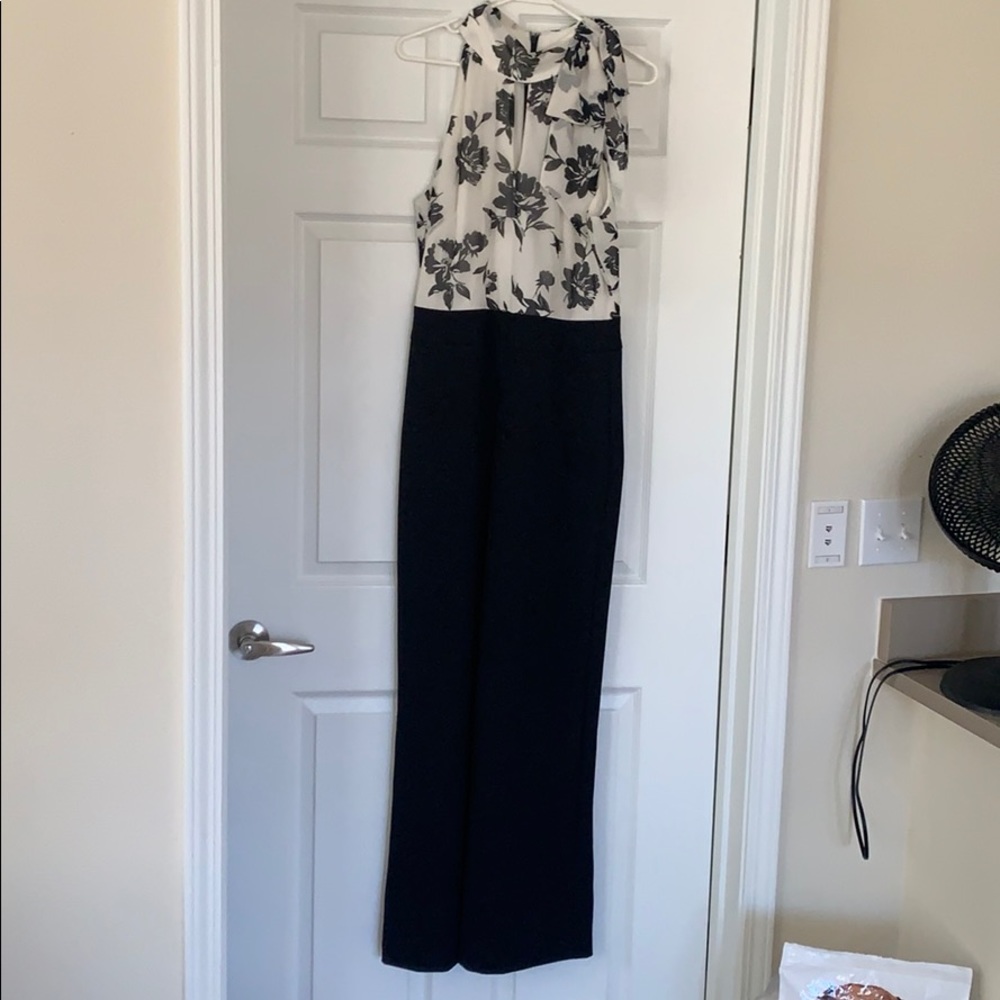 Black and White Floral Jumpsuit